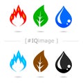 Flame, leaf, and drop logo vector illustration isolated on white